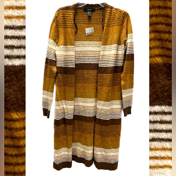 NWT Autumn Stripes Open Front Sweater Duster - Picture 1 of 3